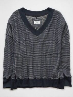 American Eagle Outfitters Women's V-Neck Sweater - Navy Gray